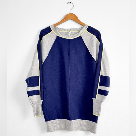 Anthropologie Daily Practice Navy Gray Colorblock Sporty Tunic Mini Dress small - Picture 2 of 7